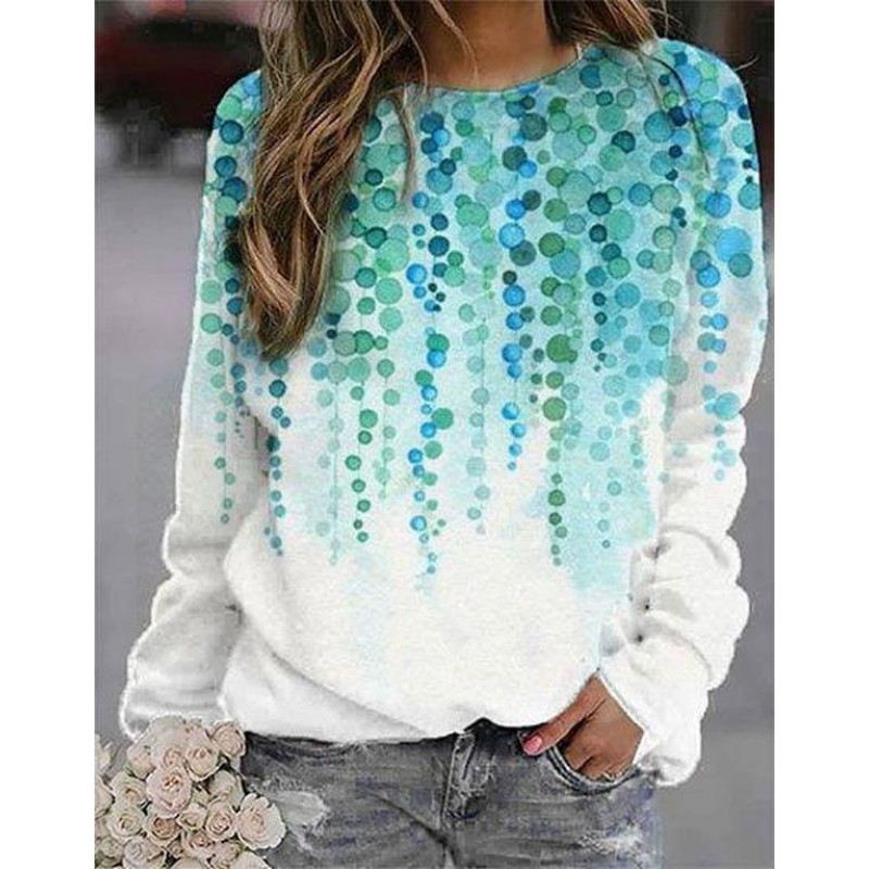 Basic Long Sleeve Printed Sweatshirt