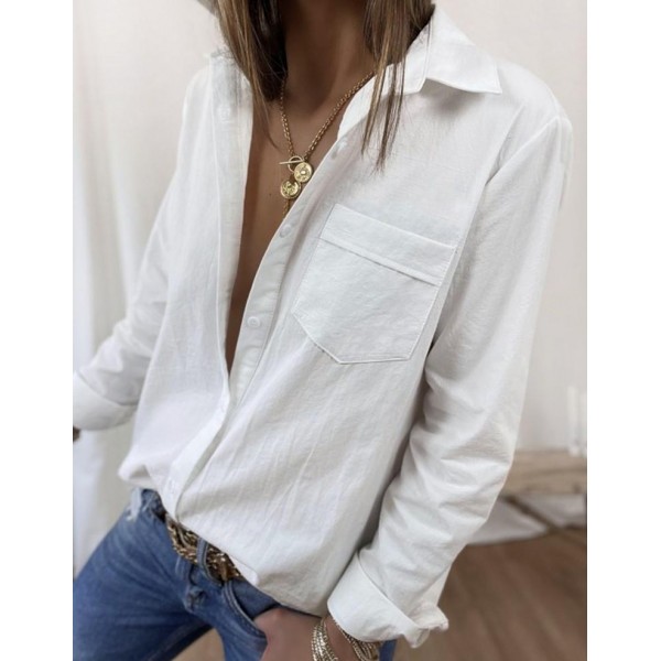 Basic Plain White Long Sleeve Shirt