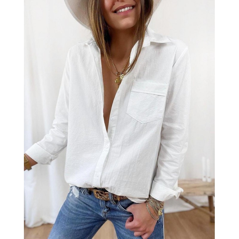 Basic Plain White Long Sleeve Shirt