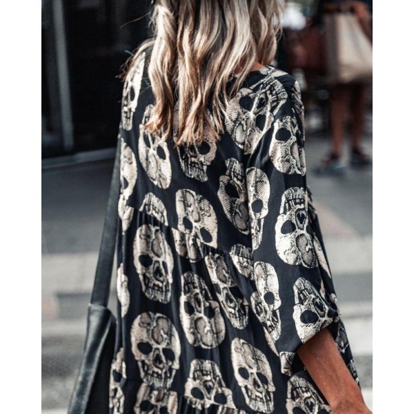 Born to Bad Skull Print Maxi Dress