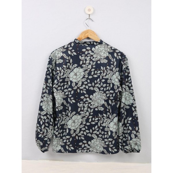 Bouquet Envy Navy Floral Print Top