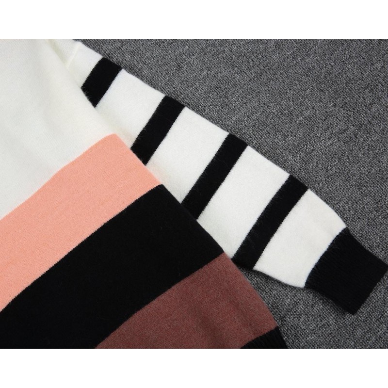 Casual Color Block V-Neck Long Sleeve Sweater