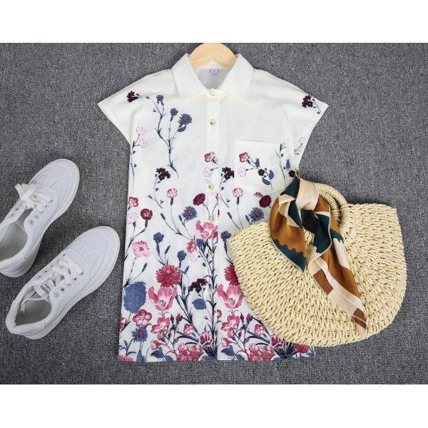 Chic Cap Sleeve Print Shirt