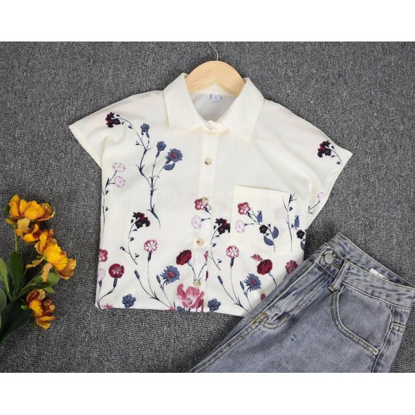 Chic Cap Sleeve Print Shirt