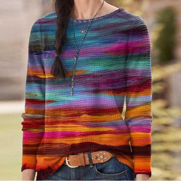 Colorful Long Sleeve Printed Top