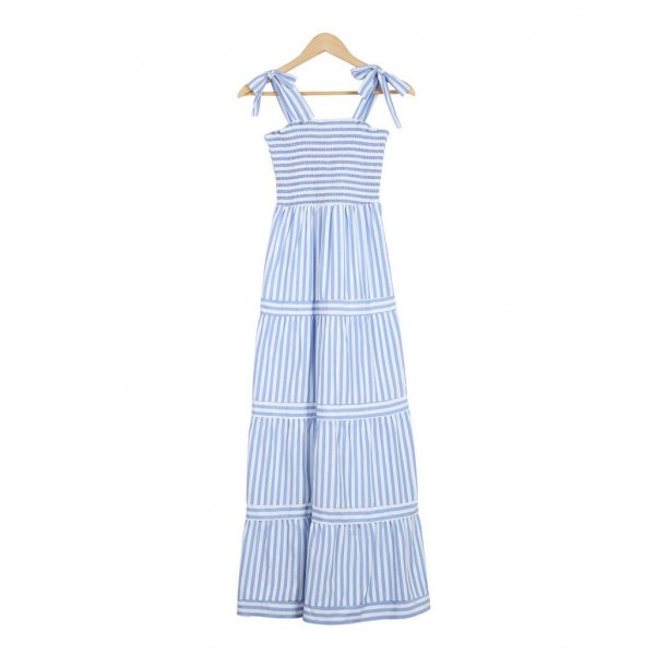 Comfy Elastic Smocking Sleeveless Maxi Dress