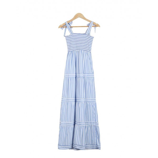 Comfy Elastic Smocking Sleeveless Maxi Dress