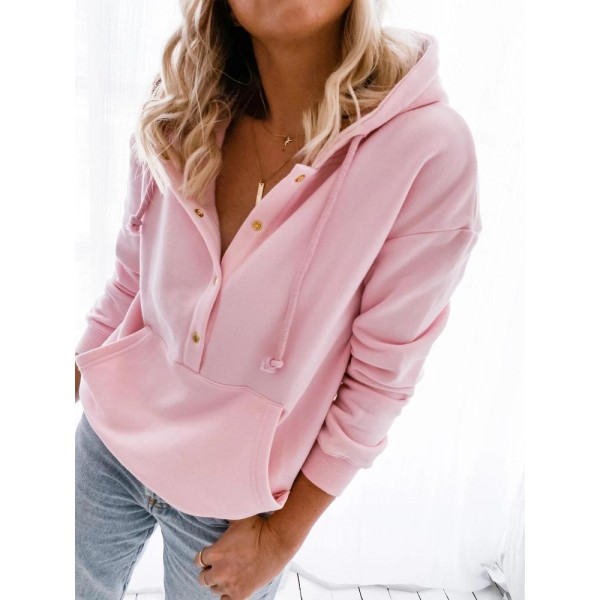 Comfy Plain Long Sleeve Sweatshirt & Hoodie