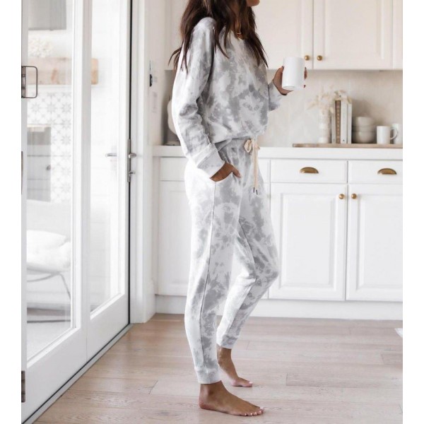 Comfy Tie Dye Print Round Neck Lounge Set