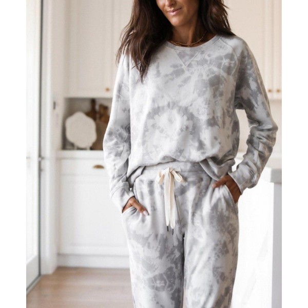 Comfy Tie Dye Print Round Neck Lounge Set