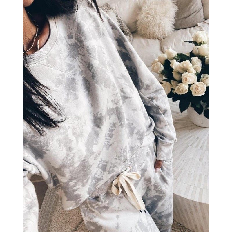 Comfy Tie Dye Print Round Neck Lounge Set