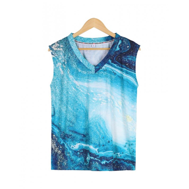 Comfy V-Neck Sleeveless Print Tee