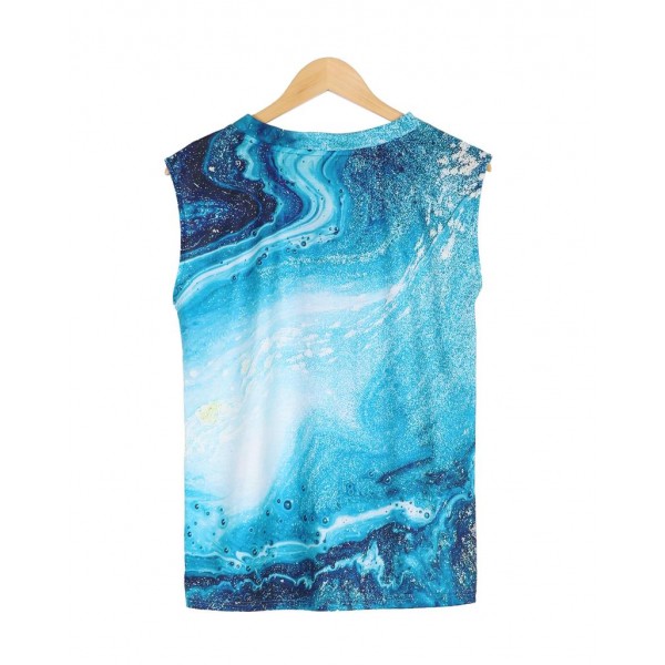 Comfy V-Neck Sleeveless Print Tee