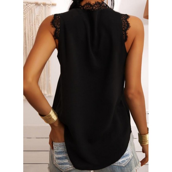 Glamorous Black Lace V-Neck Sleeveless Top