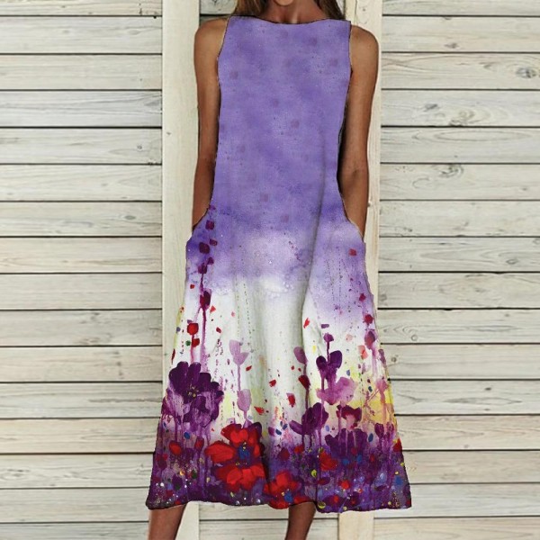 Glamorous Purple Sleeveless Printed Midi Dress