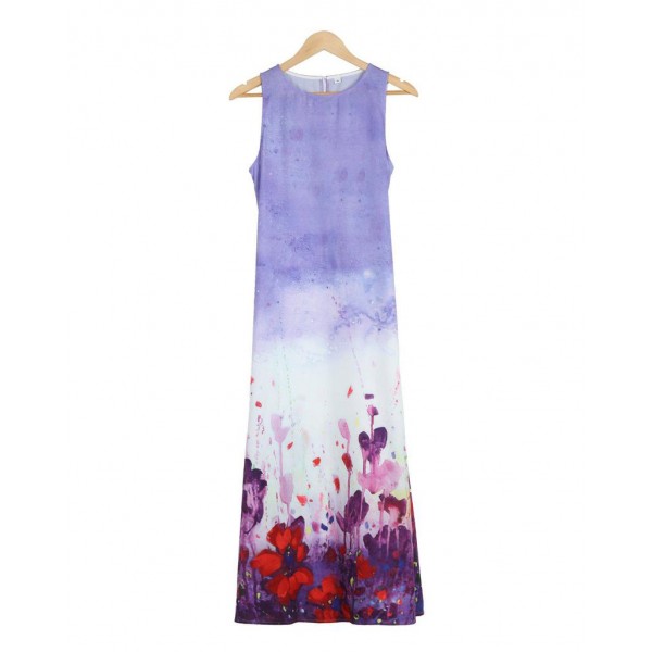 Glamorous Purple Sleeveless Printed Midi Dress