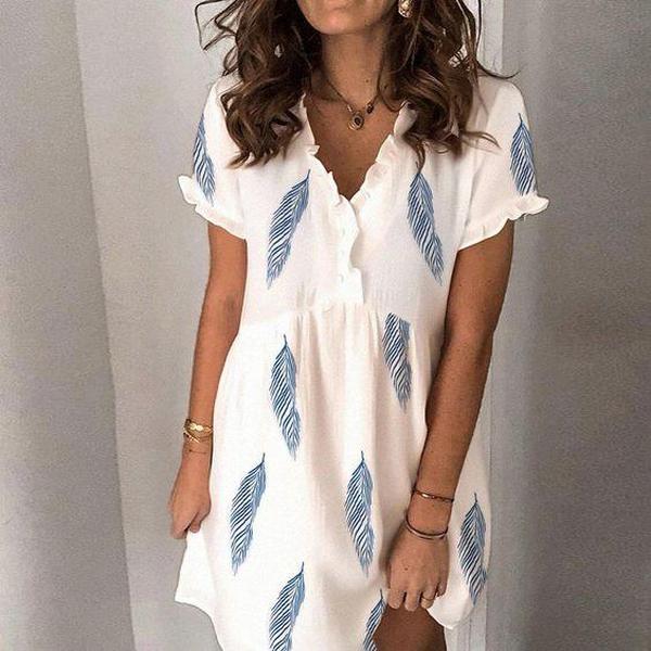 Go Your Own Way Feather Print Dress