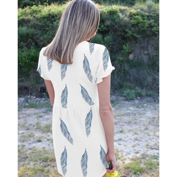 Go Your Own Way Feather Print Dress