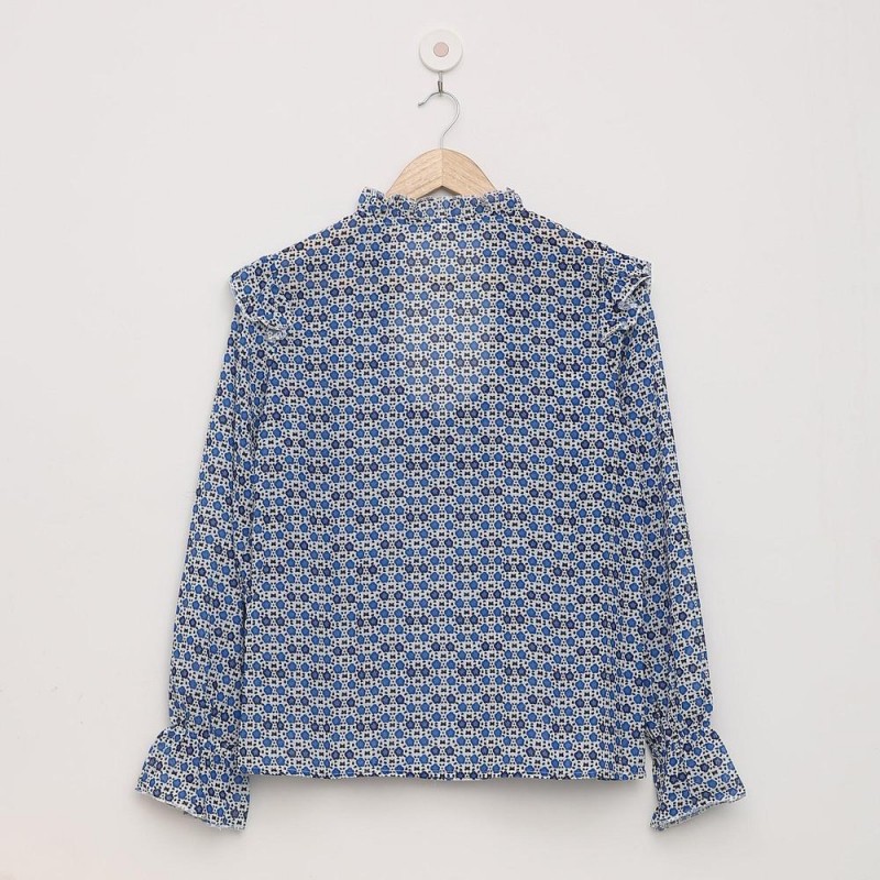 Land of Plenty Blue Floral Print Blouse