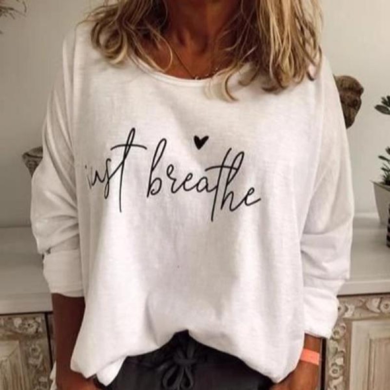 Letter Print Crew Neck Long Sleeve Top