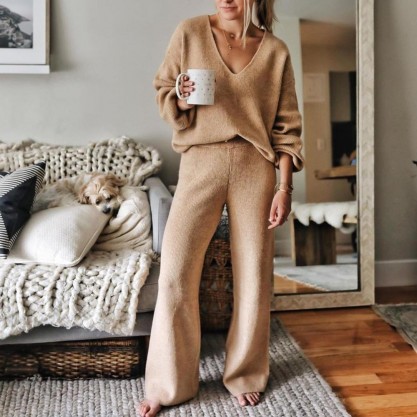 Make Your Case Camel Loungewear Set