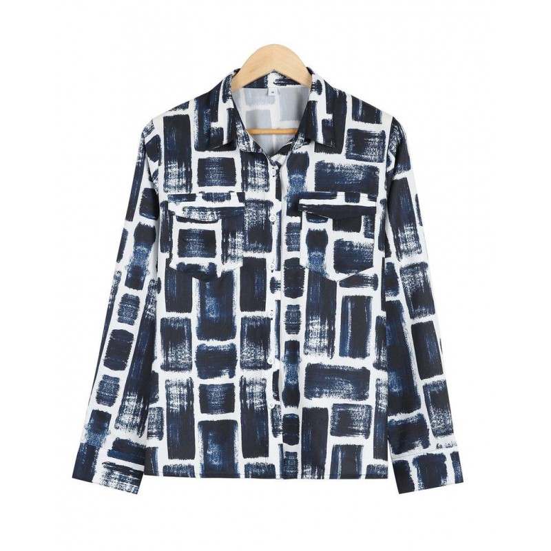 Modest Print Button Front Closure Long Sleeve Shirt