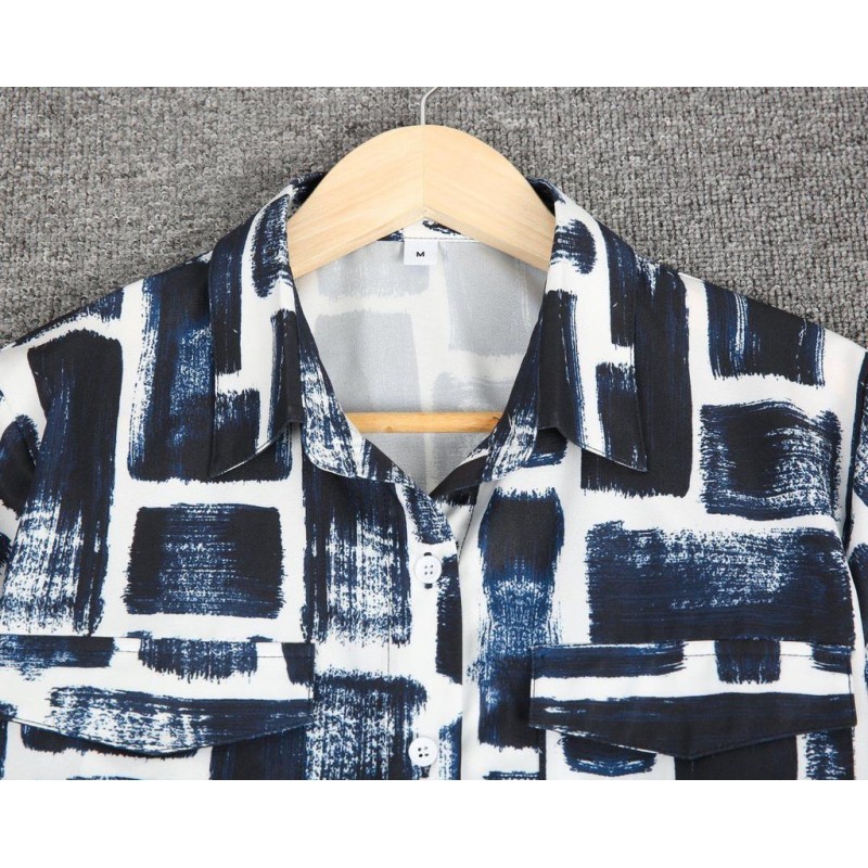 Modest Print Button Front Closure Long Sleeve Shirt