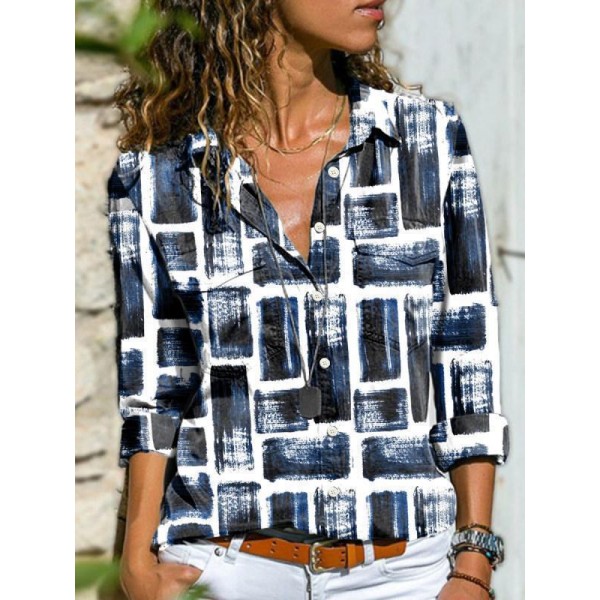 Modest Print Button Front Closure Long Sleeve Shirt