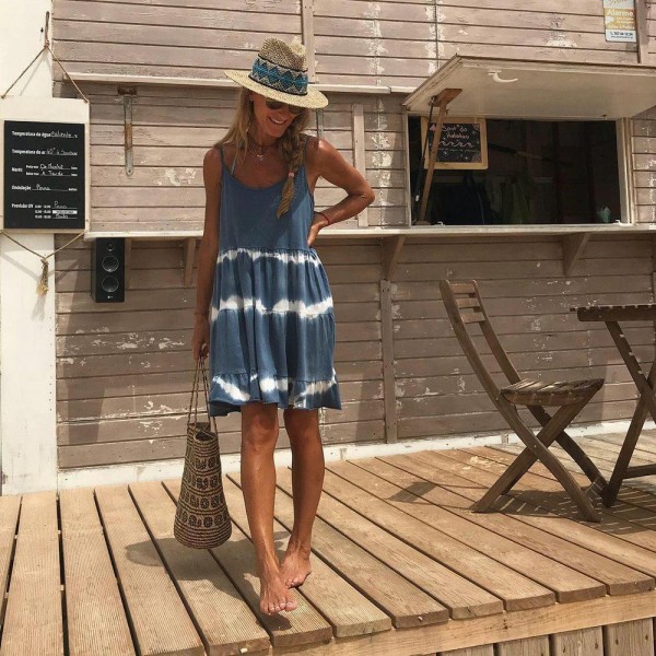 One Fine Day Blue Tie Dye Dress