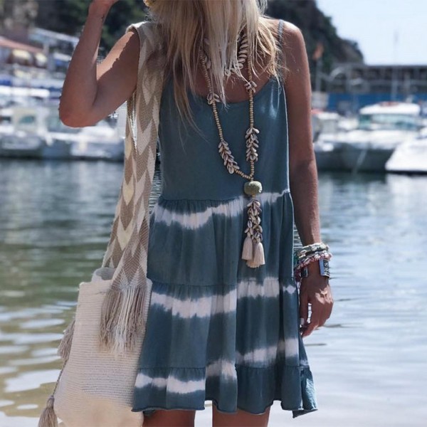 One Fine Day Blue Tie Dye Dress