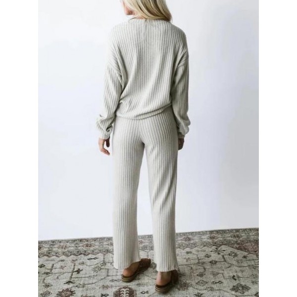 Round Neck Long Sleeve Loose Lounge Set