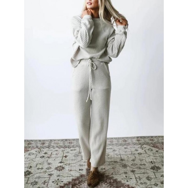 Round Neck Long Sleeve Loose Lounge Set