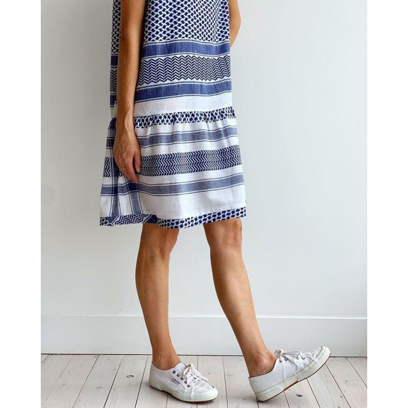 Shape of You Blue & White Short Sleeve Dress