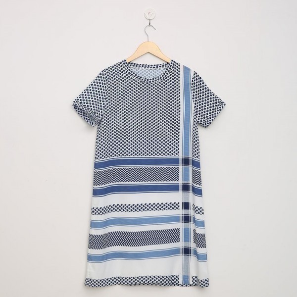 Shape of You Blue & White Short Sleeve Dress