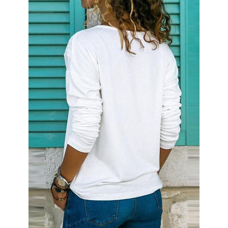 Simple V-Neck Long Sleeve Tee