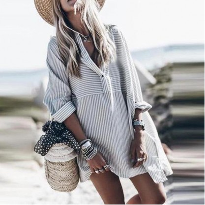 Stolen Glances Striped Shirtdress