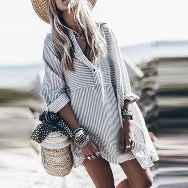 Stolen Glances Striped Shirtdress