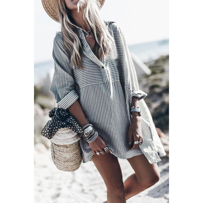 Stolen Glances Striped Shirtdress