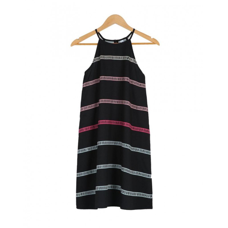 Stylish Striped Print Halter Mini Dress