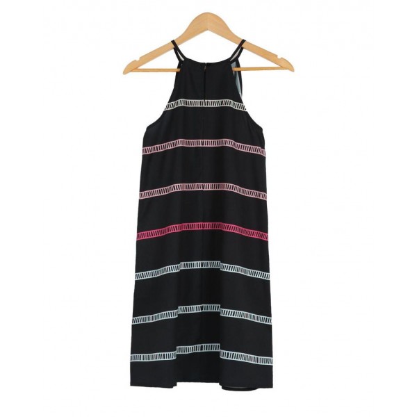 Stylish Striped Print Halter Mini Dress