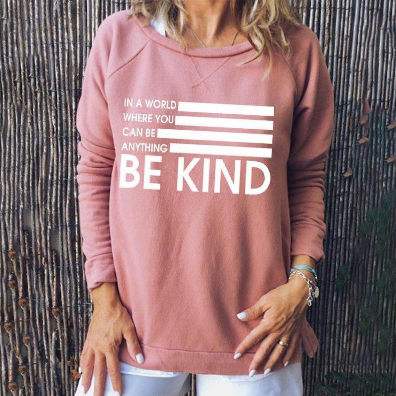 Sweet Pink Crew Neck Long Sleeve Sweatshirt