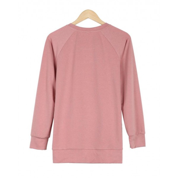 Sweet Pink Crew Neck Long Sleeve Sweatshirt