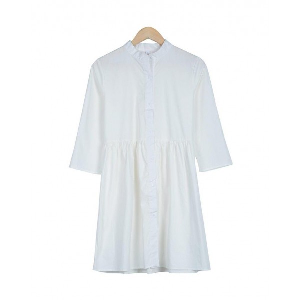 Temperament White Plain Mini Dress