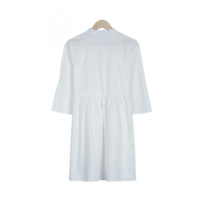 Temperament White Plain Mini Dress