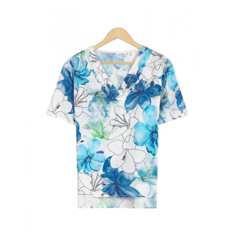 Trendy V-Neck Short Sleeve Printed T-Shirt