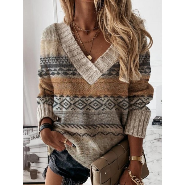 Vintage V-Neck Long Sleeve Sweater