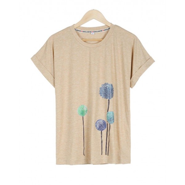 Basic Round Neck Short Sleeve Printed T-Shirt