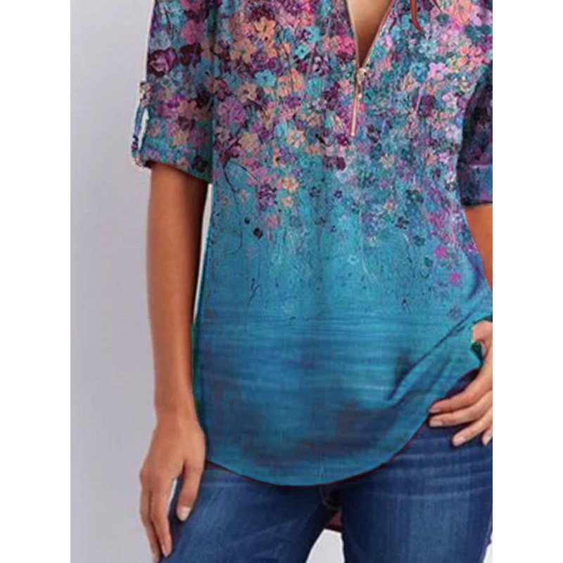 Romantic Print Short Sleeve Top