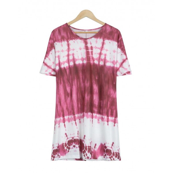 Chic Tie Dye Print Short Sleeve Mini Dress