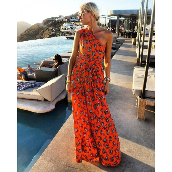 Made to Play Printed One-shoulder Maxi Dress